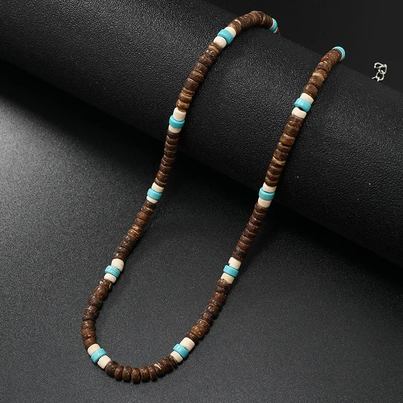 Vintage Coconut Shell Turquoise Chains Necklaces for Women Men\'s Surfing Choker Luxury Holiday Jewelry Collares