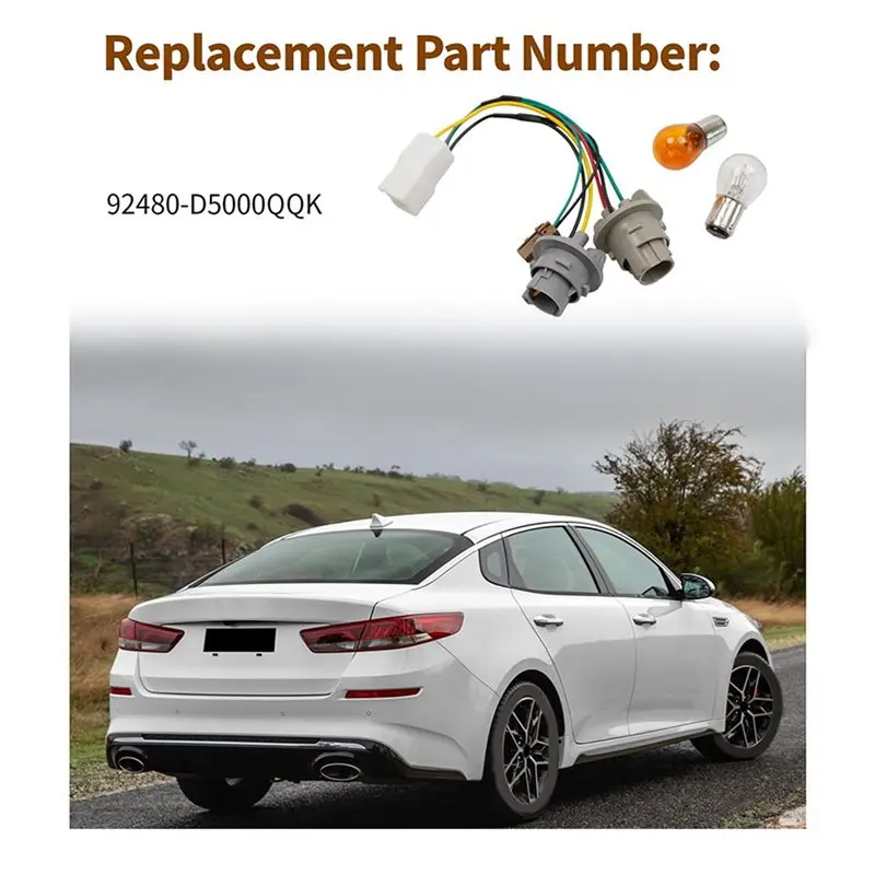 ABXN-2X Tail Light Bulb Socket And Wiring Harness With 2 Light Bulbs For Kia Optima Rear Taillight Assembly 92480-D5000QQK