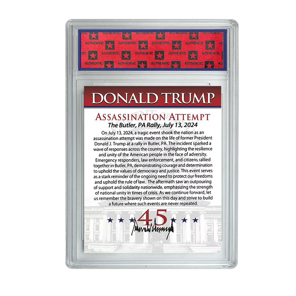 2024 US-Präsident Donald Trump Assassination Failure Rating Card FIGHT Sammelkarte Supporter Fan Gedenkgeschenk