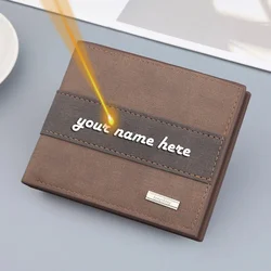 Personalized Custom Engrave Name Men Short Small Wallet Minimalist PU Leather Purse Coin Multi-functional Card Holder Wallets