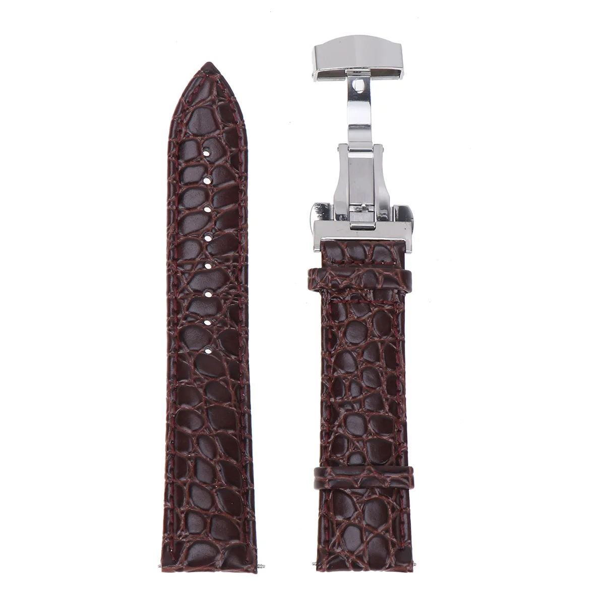

1pc 20Mm Watch Band Replacement Stylish Fashion Wristband Strap Buckle For Flat Interface Slim Comfortable Brown