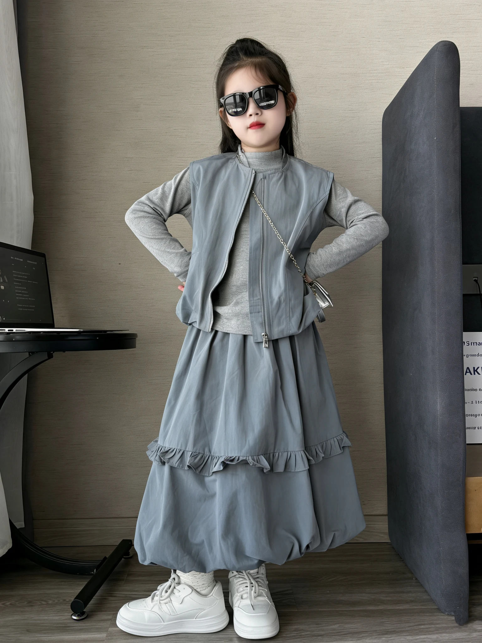 casual-loose-spring-girl's-vest-skirt-set-korean-style-bloom-half-skirt-trendy-three-piece-set-cool-middle-and-large-children