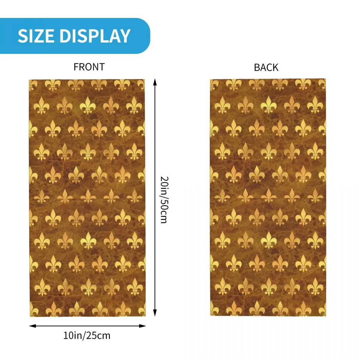 Royal Gold Brown Marble Fleur De Lis Bandana Neck Warmer Men Women Winter Ski Tube Scarf Gaiter Lily Flower Face Cover