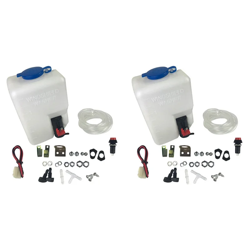 

2X 12V 1.5L Universal Motorcycle Car Wind Shield Washer Reservoir Pump Bottle Kit-L94A