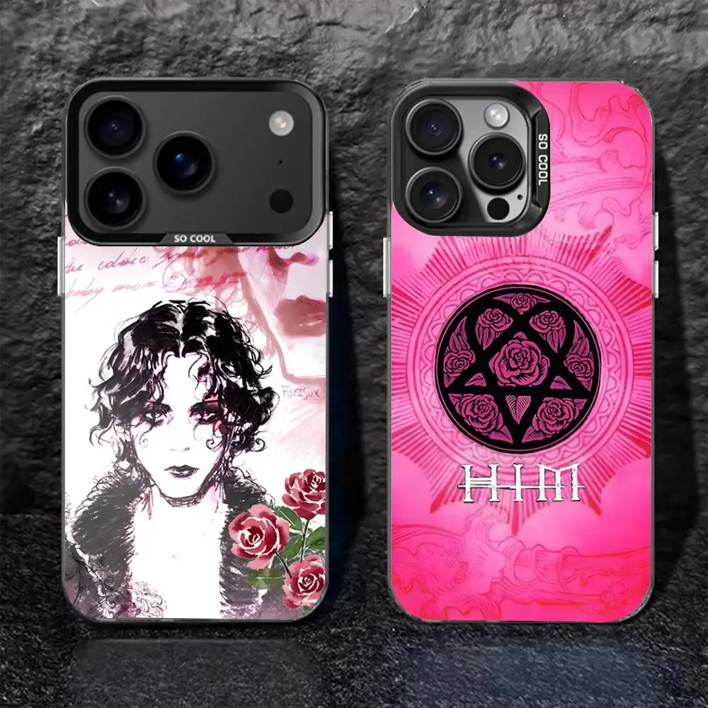 

H-HIM Band V-Ville V-Valo For iPhone 17,16,15,14,13,12,11,Pro,MAX,Plus Black Shockproof Candy Matte Cover