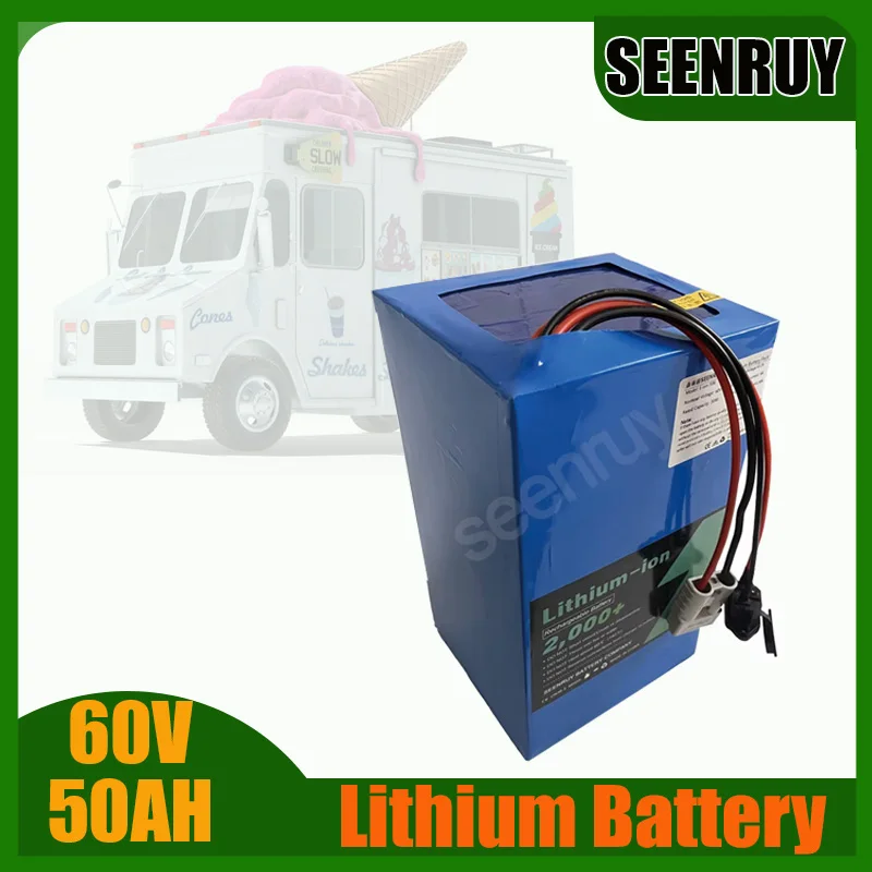 

SEENRUY перезаряжаемая литиевая батарея 60 В 50 Ач с BMS 50A 80A 100A 120A 150A для электромобиля, скутера, грузовика с едой