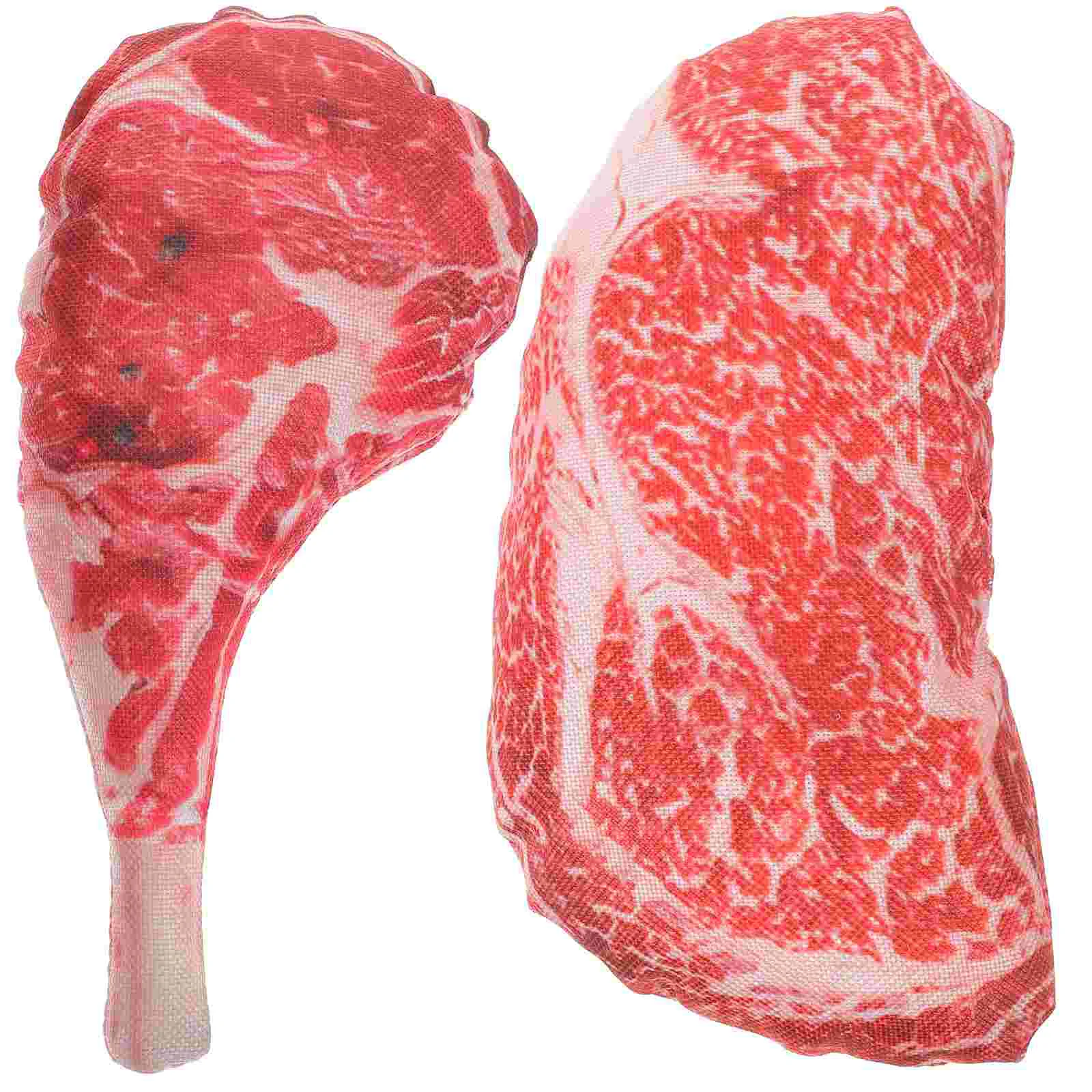 2 Pcs Toys Pet Chew Dog Dolls Vocalize Steak Prank Props Supplies