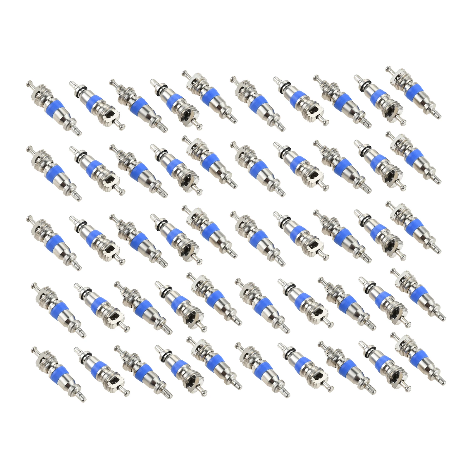 50pcs Valve Cores Kit Fit R410 R32 R22 High Pressure with Seal for Car A/C HVAC Refrigerant and Air Conditioning Valve Cores Set