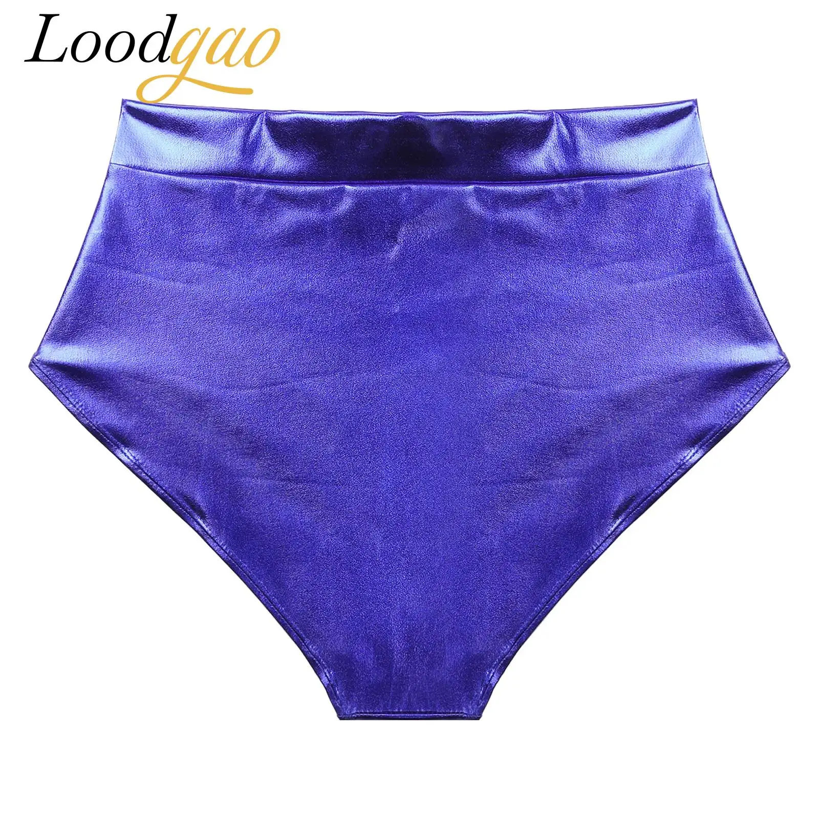 กางเกงขาสั้นผู้หญิงแบบเซ็กซี่ ผ้ามันเงา กางเกงในเมทัลลิกสุดฮอต สำหรับงานเทศกาลดนตรี ปาร์ตี้เรฟ ชุดเต้นโพลแดนซ์