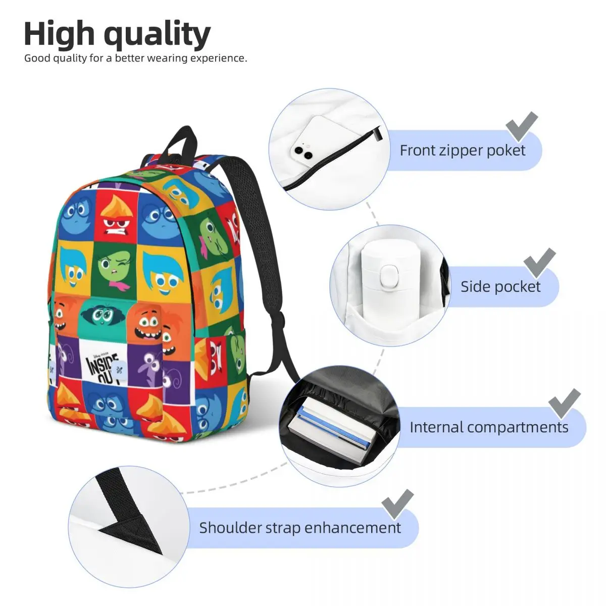 Inside Out tas ransel kuliah tahan air kapasitas tinggi mode baru tas buku Travel Laptop trendi 15in 17in