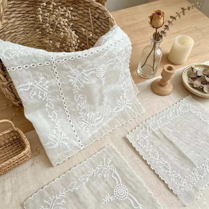 New Flower Lace Placemats Soft Lightweight Table Cup Mat Square French Cloth Napkins Table Home Decoration