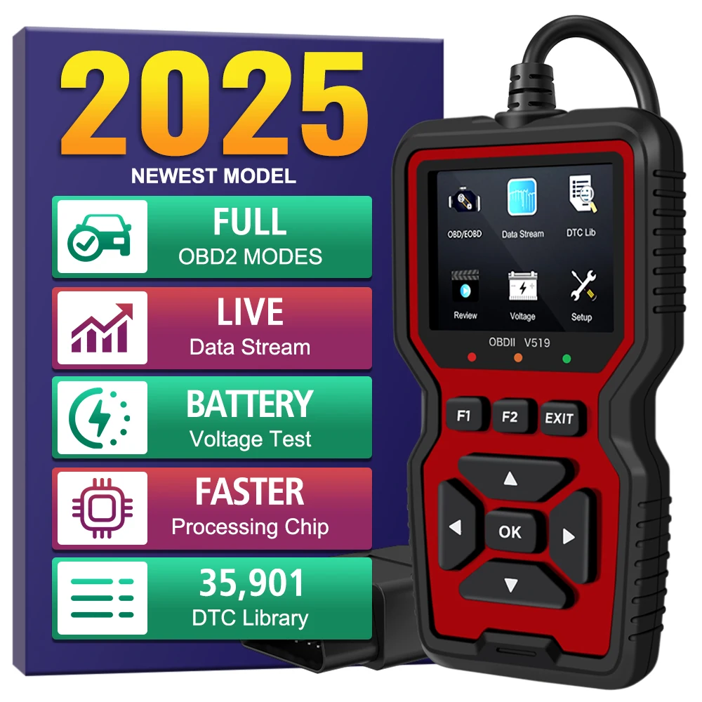 

OBD2 Scanner Battery Voltage Detection Automotive Fault Diagnosis Instrument Engine Fault Reading Data V519 Elm327