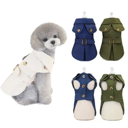 Gabardina de estilo británico con cinturón para mascotas, ropa para perros pequeños y medianos, chaquetas para cachorros, trajes para Chihuahua, Otoño e Invierno