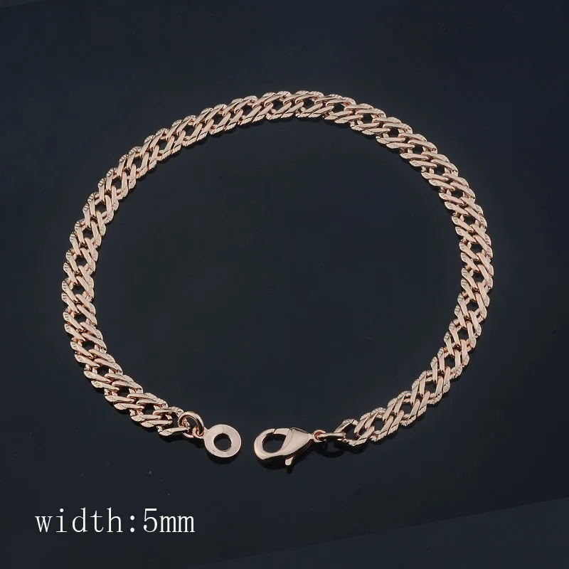 Womens Girls Men Smart 585 Gold Color Rose Slim Chains /Curb/Wave Bracelets Classic Jewelry