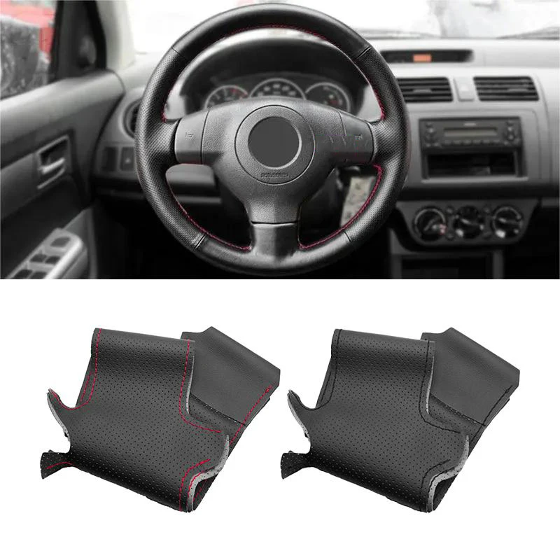 For Suzuki Alto 2009 - 2015 Splash 2007 Swift SX4 Opel Agila (2) 2008 - 2013 Hand Braid Car Steering Wheel Leather Cover Trim