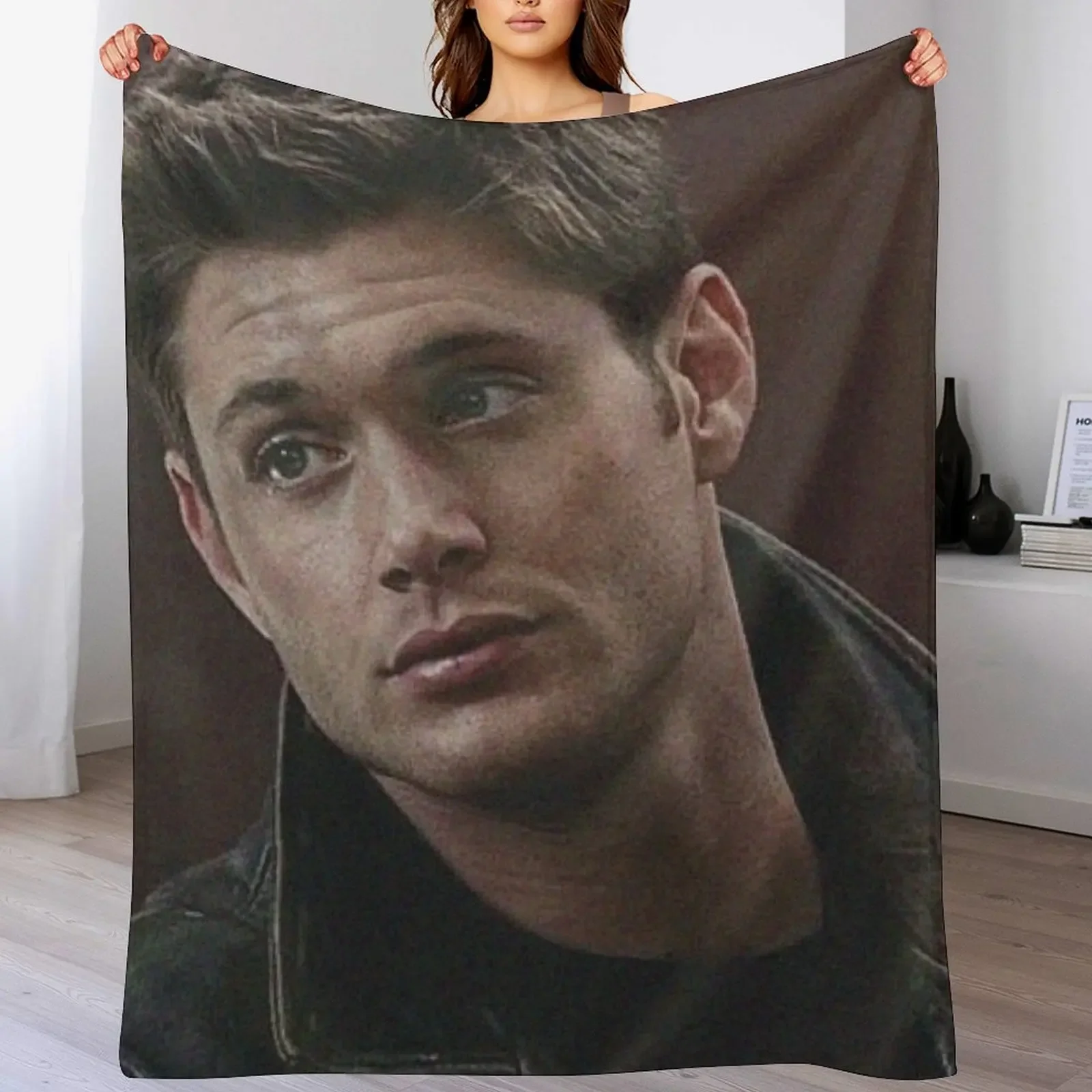 

jensen ackles, Dean Winchester Throw Blanket Plaid on the sofa Soft blankets ands Plush Blankets