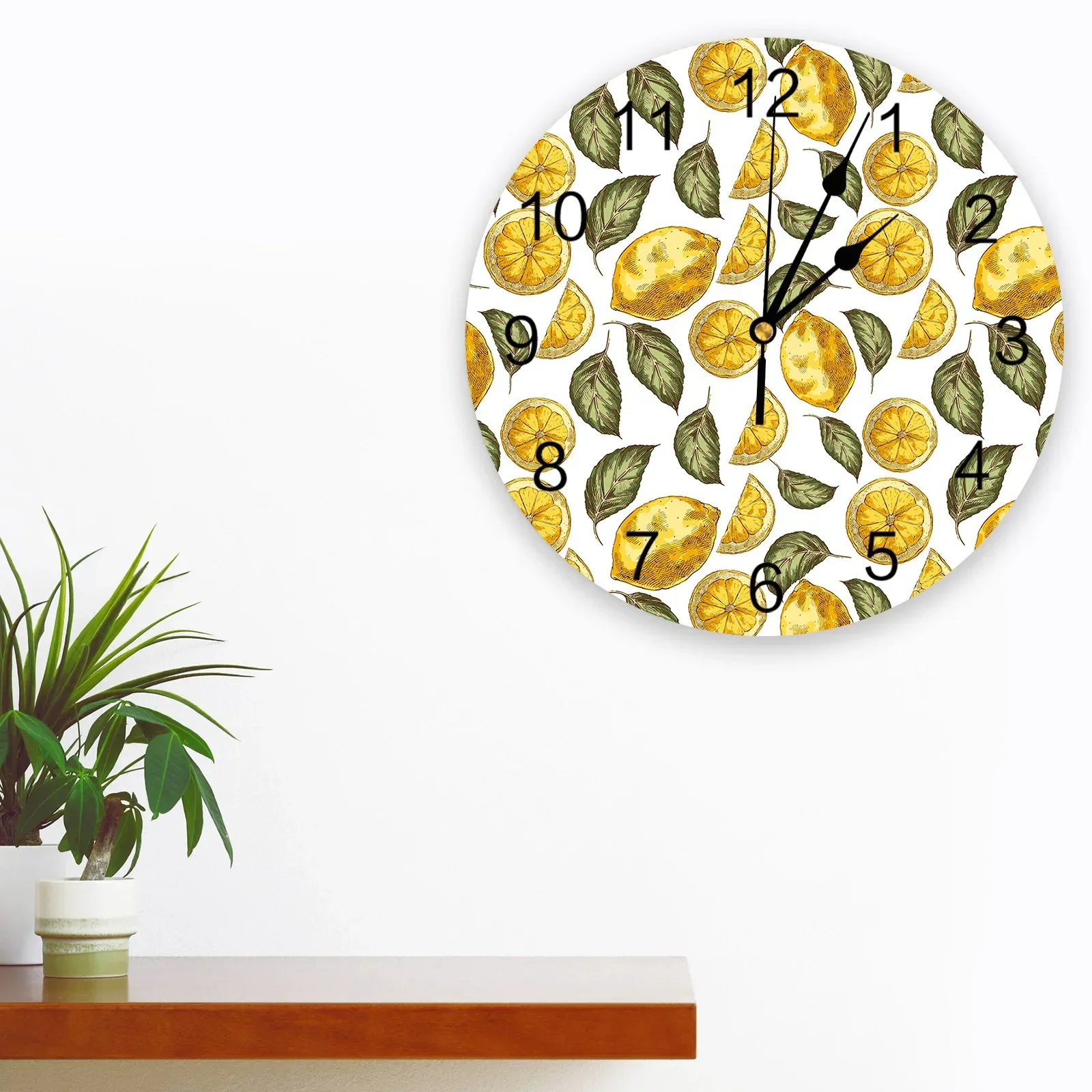 Lemon Graffiti Texture Wall Clock For Modern Home Decoration Teen Room Living Room Needle Hanging Watch Table Clock