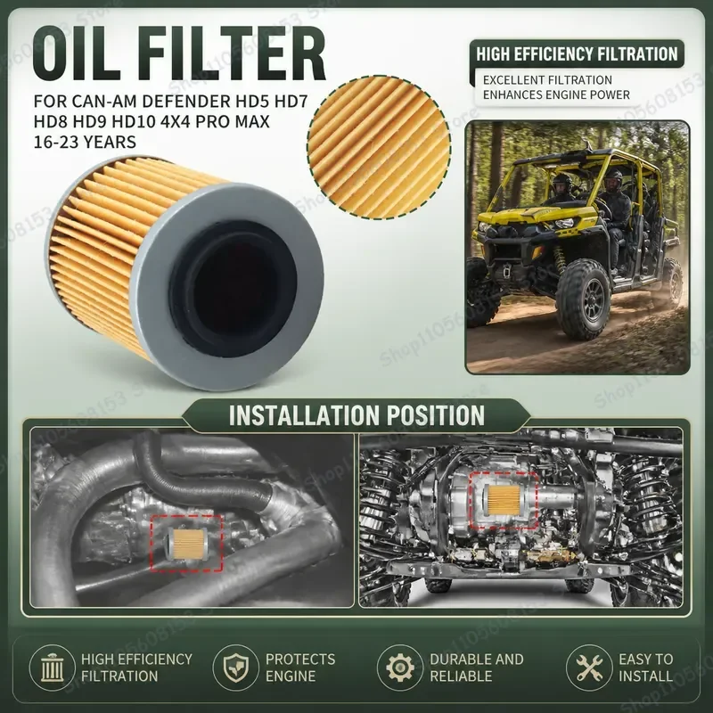 For Bombardier Can-Am Defender HD5 HD7 HD8 HD9 HD10 4x4 Oil Filter Replacement Engine Maintenance Parts