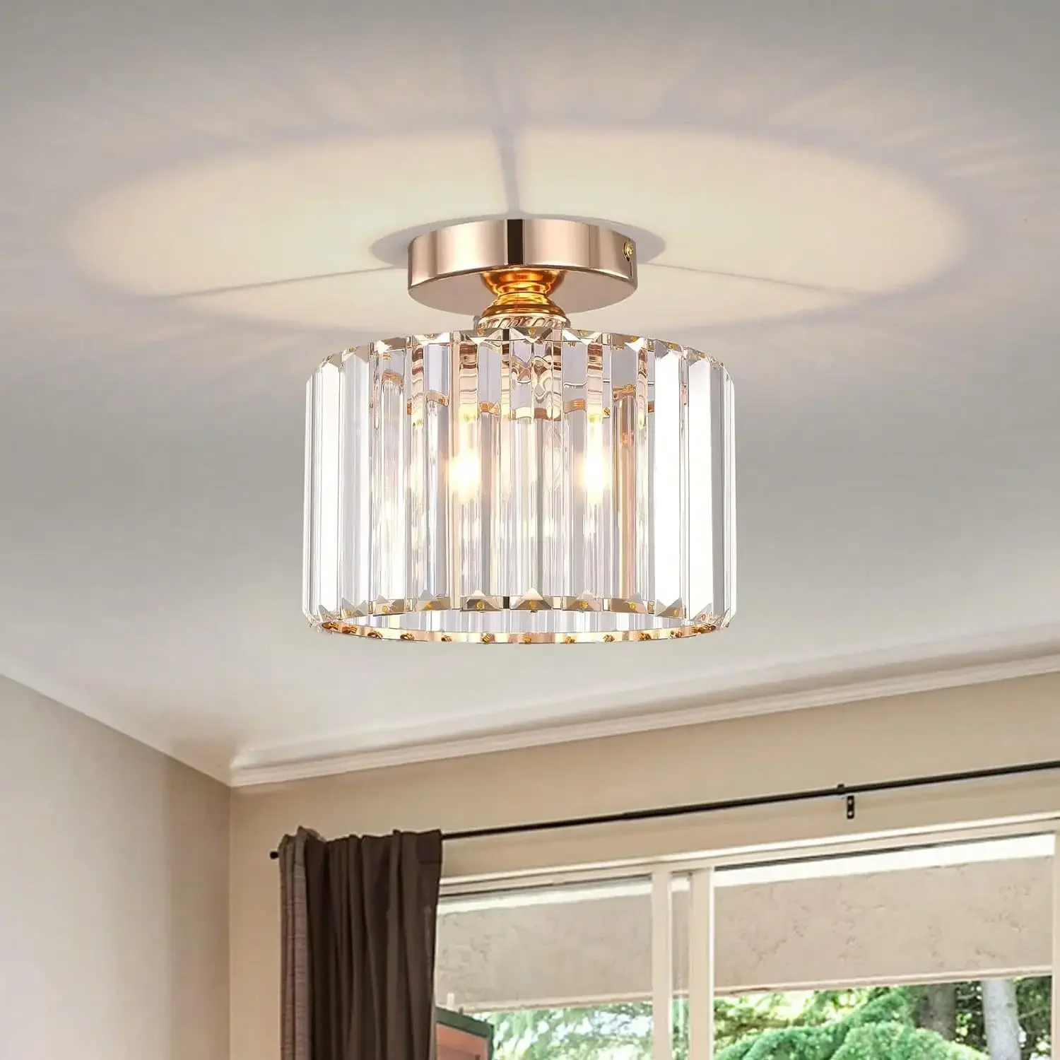 

Crystal Chandelier For Hallway, A Best-Selling Aesthetic Model That Is An Essential Tool For Creating Hallway Ambiance. With A Black Frame Paired With Crystal Design, It Can Instantly Enhance The Sophistication Of Home Decor And Refresh The Hallway Space.