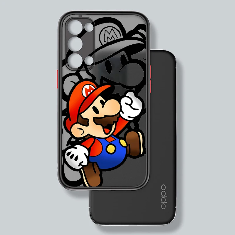 Mario Cool Cute Cartoon Frosted Translucent For OPPO X5 X3 A54S A5 A94 A16 A53S A57 A74 A72 A96 A98 A78 5G Cover Phone Case