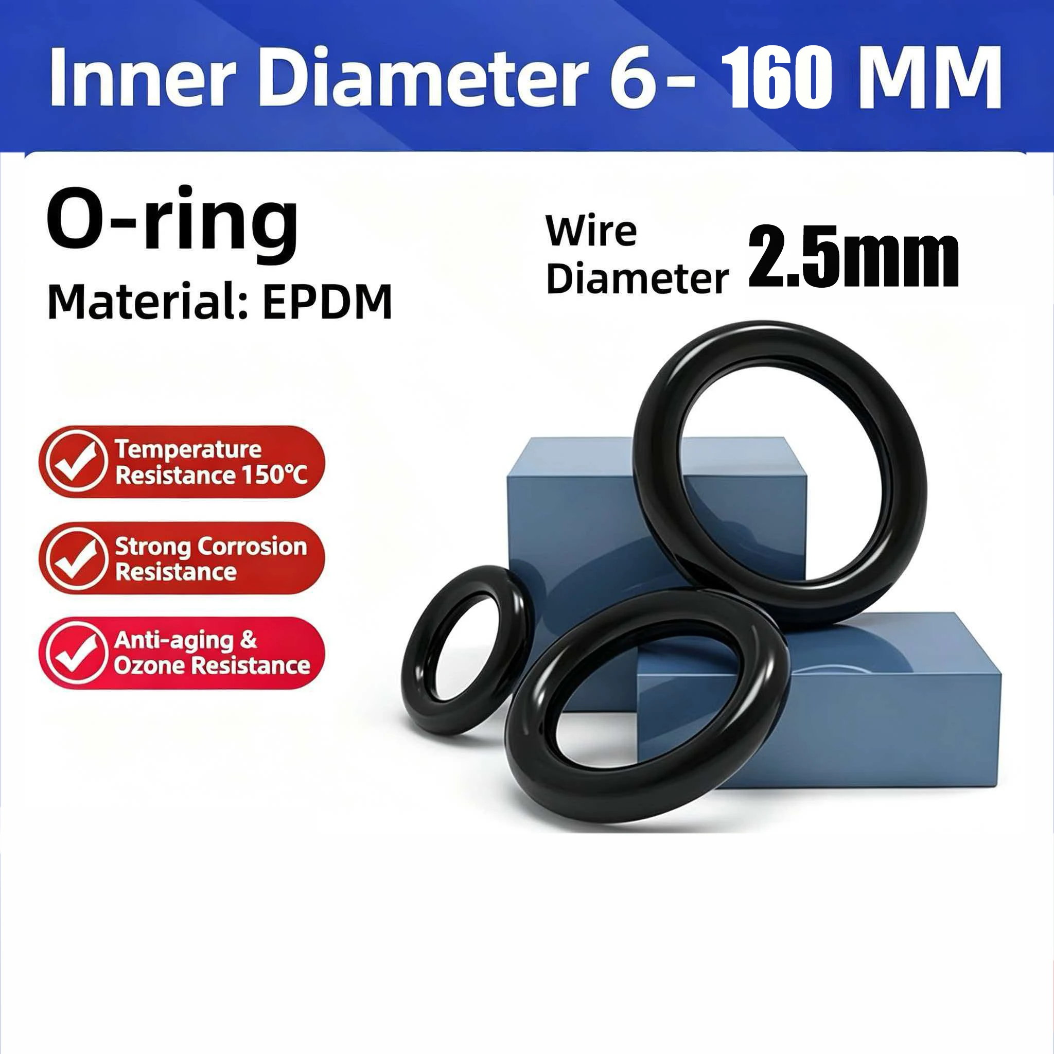 10/20/50pcs Black EPDM O-ring CS 2.5mm OD 6mm~160mm Round O Type Corrosion Oil Resist Sealing O Ring Gasket Plumbing Waterproof