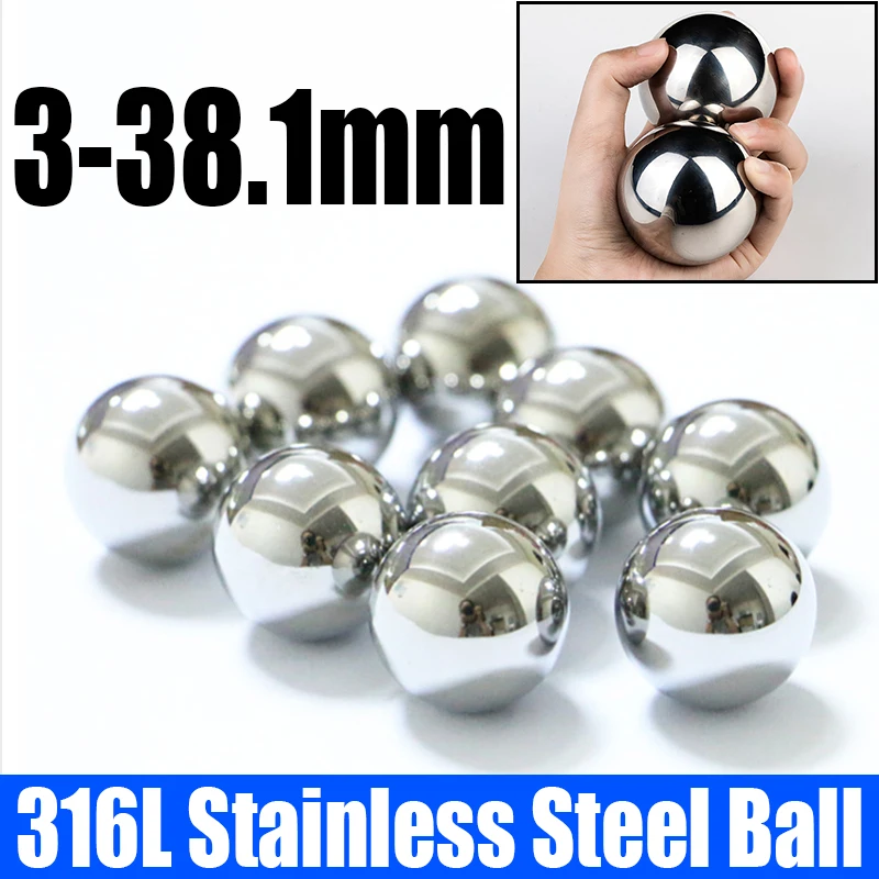 

1-50PCS Solid 316L Stainless Steel Ball High Precision Roller Beads Smooth Antirust Round Steel Ball Dia 3mm-38.1mm