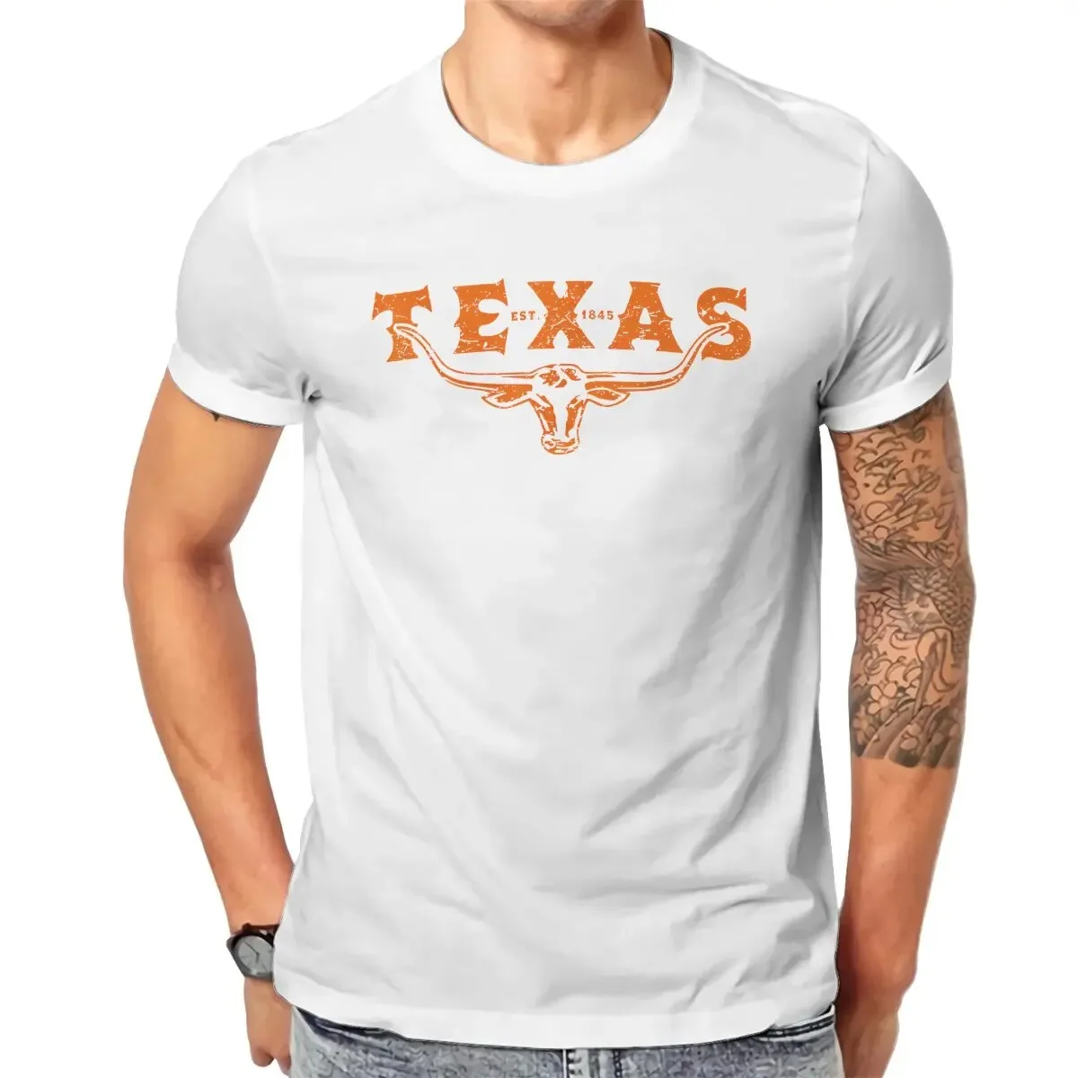 Summer Tees Unique Texas Longhorn Bull Vintage Distressed Icon Texan Pride T-Shirts Men Short Sleeve Tee Shirt New Arrival Tops