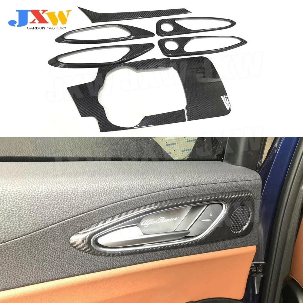 

Dry Carbon Fiber Car Interior Center Console Gear Shift Panel Trim for Alfa Romeo Giulia 2016-2018 Door Handle Covers