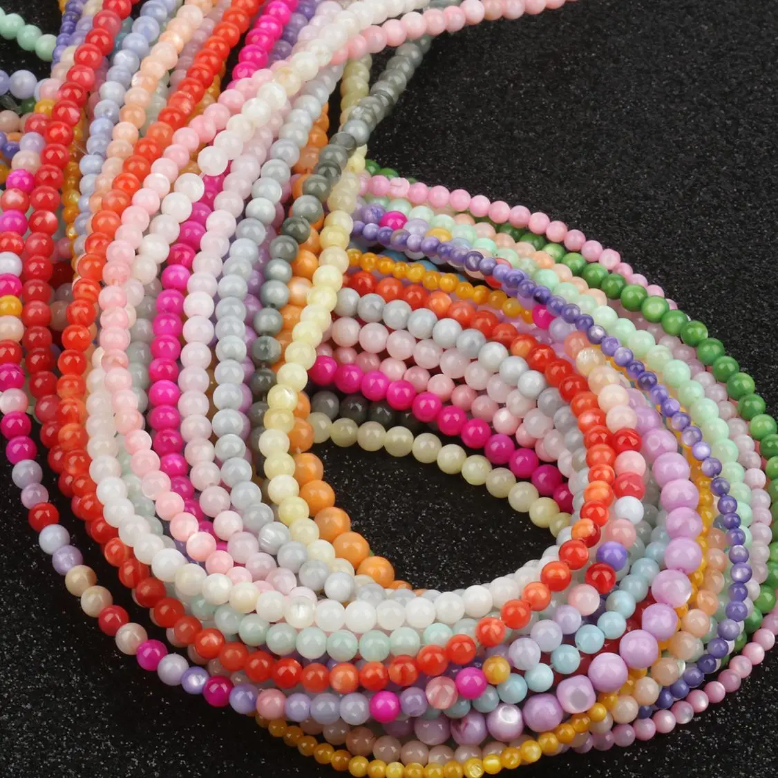 Natural Freshwater Colourful Shell Beads 2mm 3mm 4mm Round Loose Spacer Pearl Beads For Jewelry Making Free Shipping Wholesale