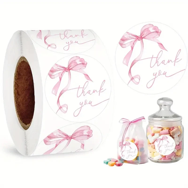 100-500pcs Pink Thank You Stickers Baking Birthday Wedding Party Gift Wrapping Label Scrapbook Cute Stationery Stickers
