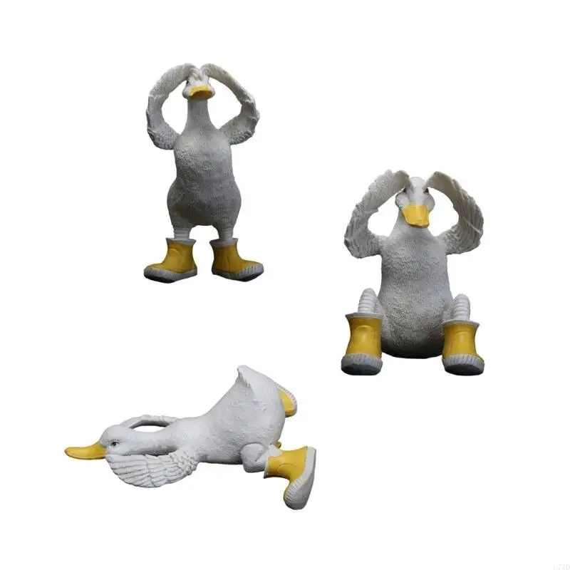 

L74D Funny Duck with Boot Resins Sculpture for Home Office Desktop and Shelf Decors