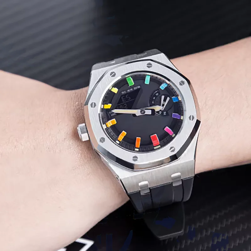 طقم Casioak MOD لوحة قرص الساعة وغطاء داخلي - لـ Casio G-SHOCK GA2100 2110 GA-2100، ملحقات معدلة للرجال