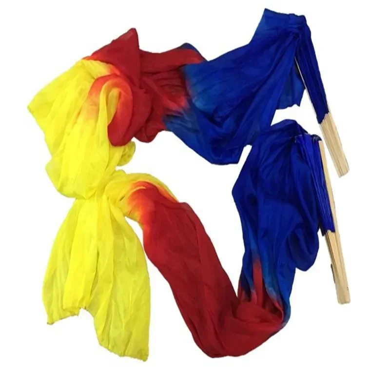 180cm Silk Veil Pairs 100% Real Silk Bamboo Long Fan Women Belly Dance Props Customized Color Flowy Light Weight Costume Adults