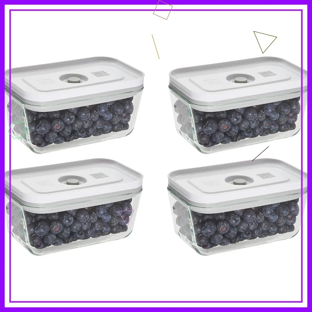 

4-Piece Small Glass Vacuum Sealer Food Storage Containers with Airtight Lids for Freshness