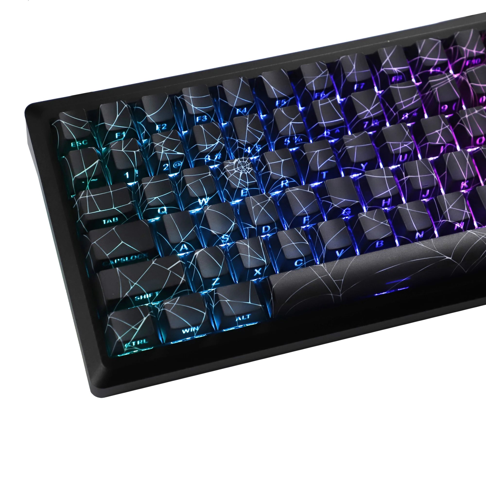 YMDK 134 Key Spider Web 2.0V Shine Through Theme Cherry Profile Side-Lit PBT Dye Sublimation Keycaps for MX Mechanical Keyboards