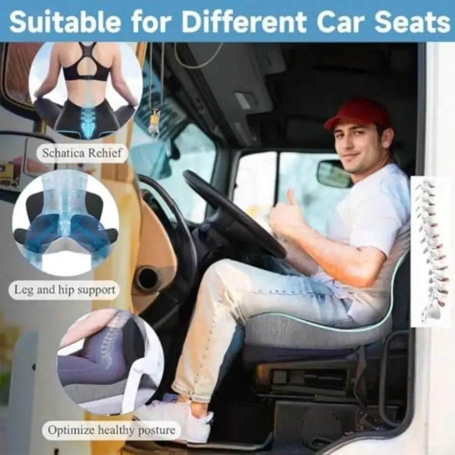 Memory Foam Truck Seat Cushion For Truck Driver Ergonomic Driver Seat Cushion With Lumbar Support Sciatica Relief Ideal Car Seat