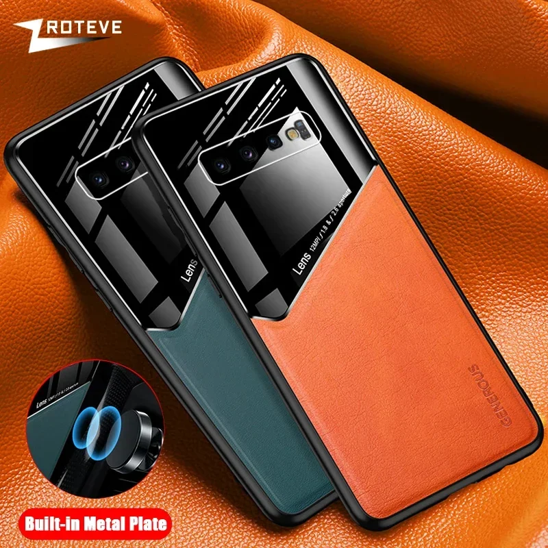 S10 Case Zroteve PU Leather Car Magnetic Hard PC Cover For Samsung Galaxy S10 S20 Plus S21 S22 FE S23 S24 Ultra 5G Phone Cases