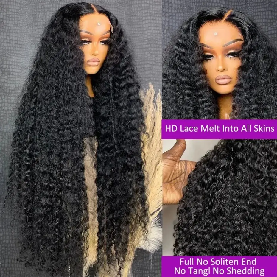 Deep Wave 13x6 Lace Frontal Wig 13x4 HD Transparent Lace Front Wigs 30Inch 180% Indian Water Curly Human Hair Lace Closure Wig