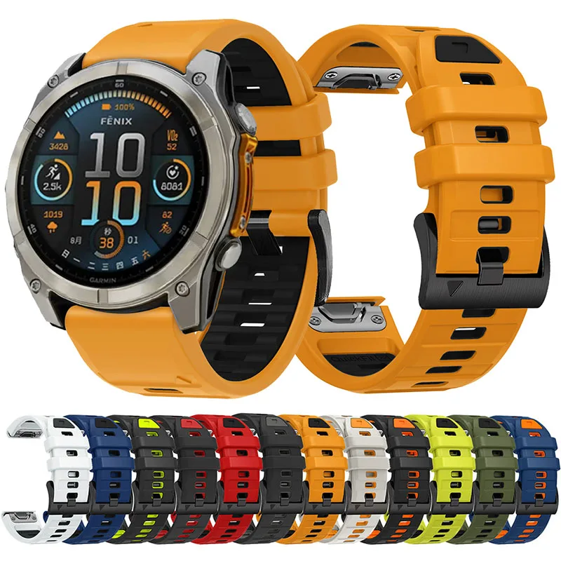 

Ремешок Fenix8 для Garmin Fenix E 8 7 7X 6 6X 5 5X/Epix Pro 47 мм 51 мм/Enduro 3, Двухцветный силиконовый браслет, быстрая установка, 26 мм 22 мм