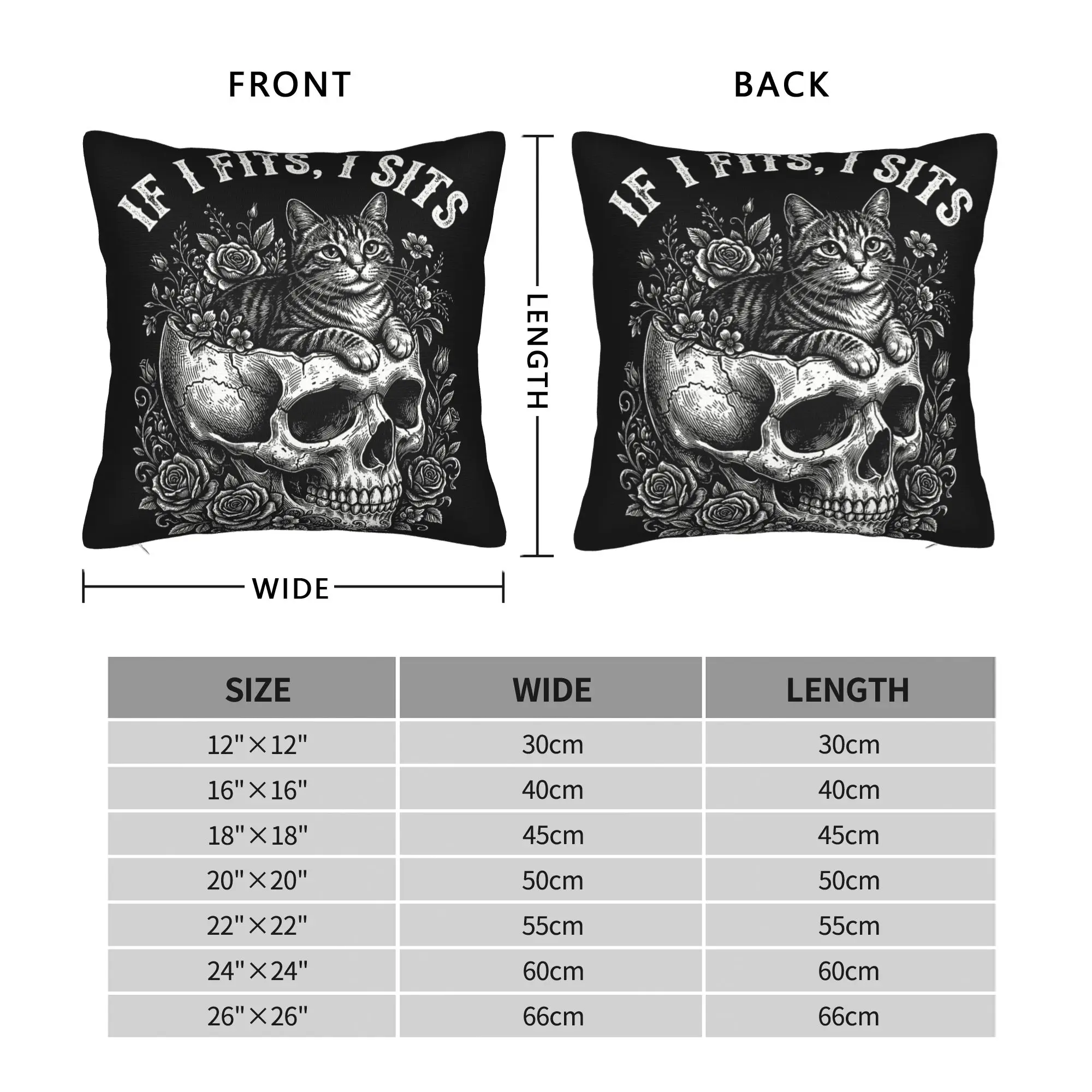 Pillow Case If It Fits I Sit Black Cat Skull Minimalist Meme Humor Comfy  Pillow Cover For Sofa Bed Retro Trendy Pillowcases