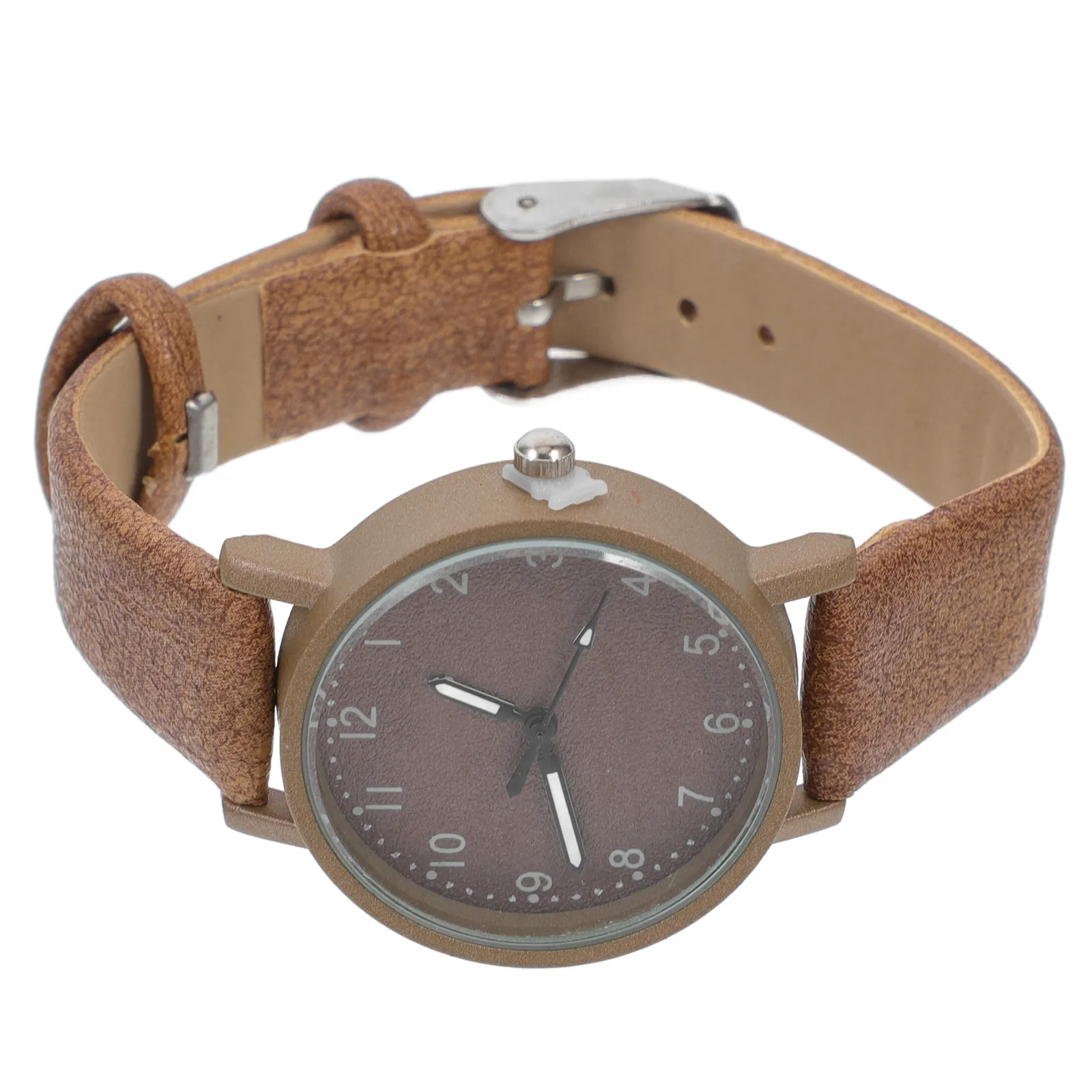 1Pcs Premium Quartz Watch for Women Brown Strap Stylish Timepiece Accurate Silent Movement Daily Office Gift