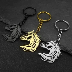 Hollow Horse Head Animal Key Chain for Women Men Gold/Silver Color Stainless Steel Horsehead Pendant Keyring Jewelry porte clés