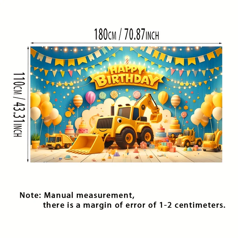 Building Excavators and bulldozers Birthday banners, party decorations, multi-purpose, suitable for all occasions and seasons