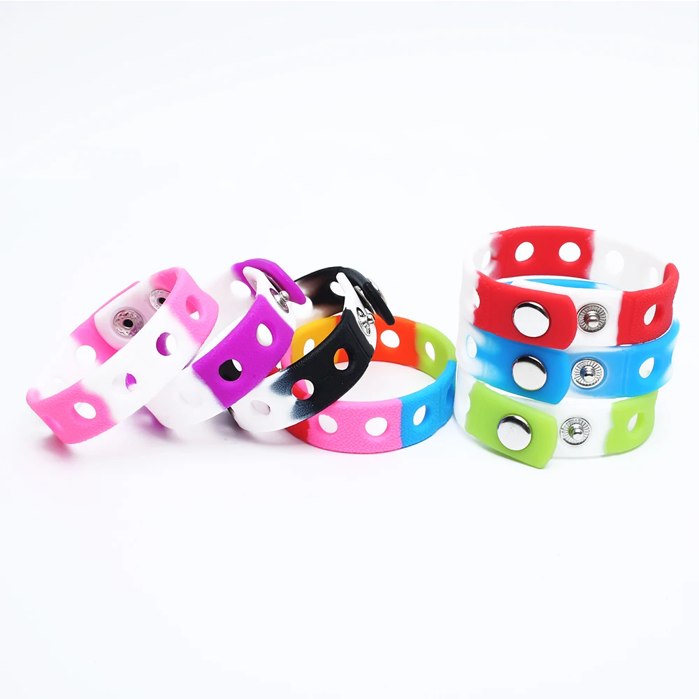 9/11/20pcs Random Color Silicone Bracelet Wristbands 18CM With Shoe Buckle PVC Shoe Accessories Shoes charms Kid birthday Gifts