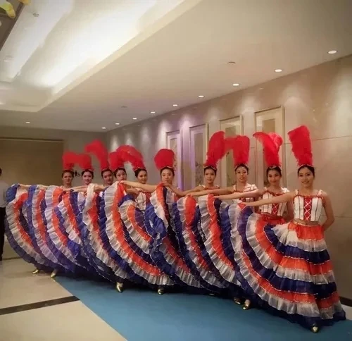 Costume de danse Cancan français, robes Cancan, vêtements de sauna, tenues de danse d'ouverture, performance sur scène