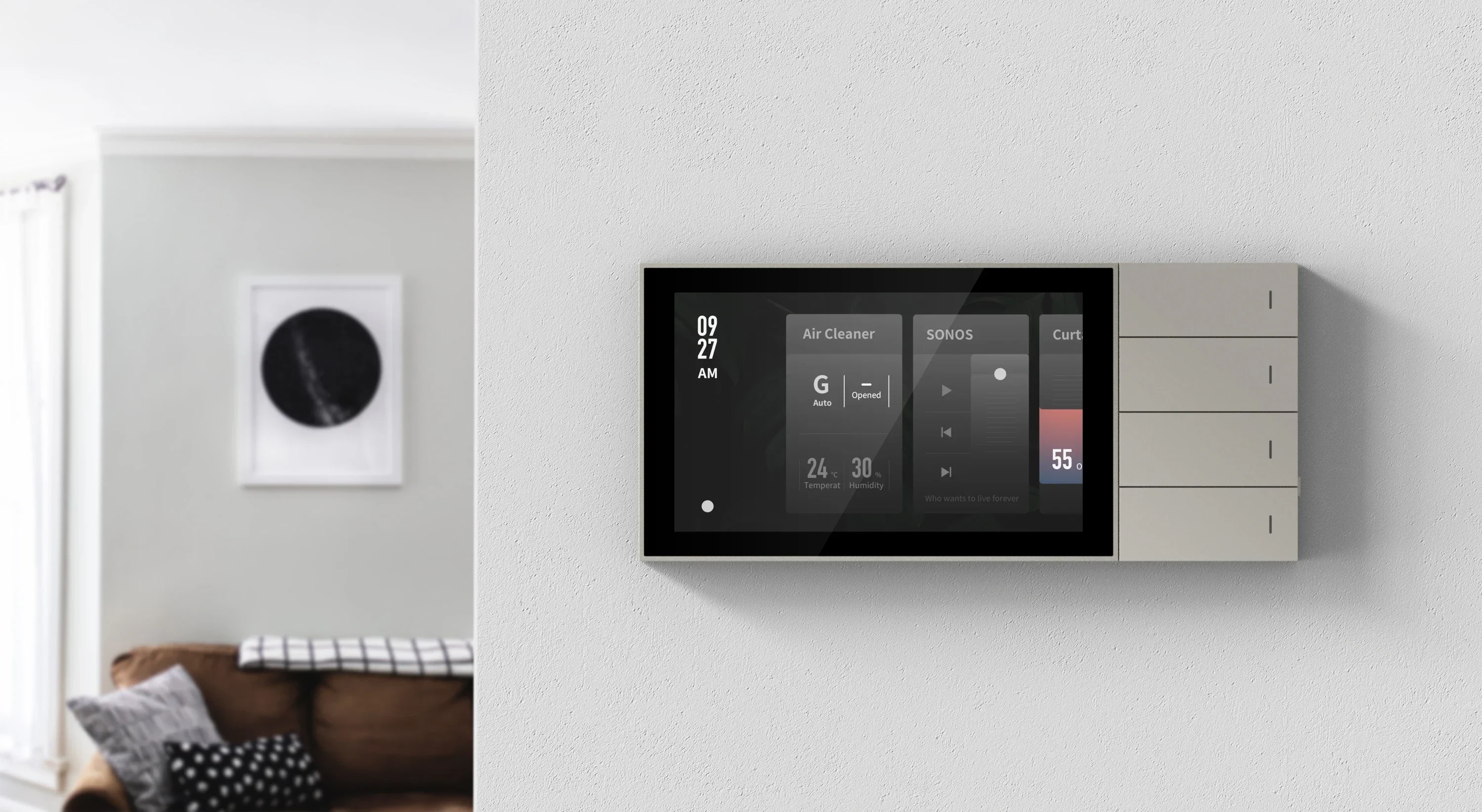 

Smart Home AC Control Panel Light Switch Dimmer Control Automation Touch Screen Control Pad Nature 7 Pro