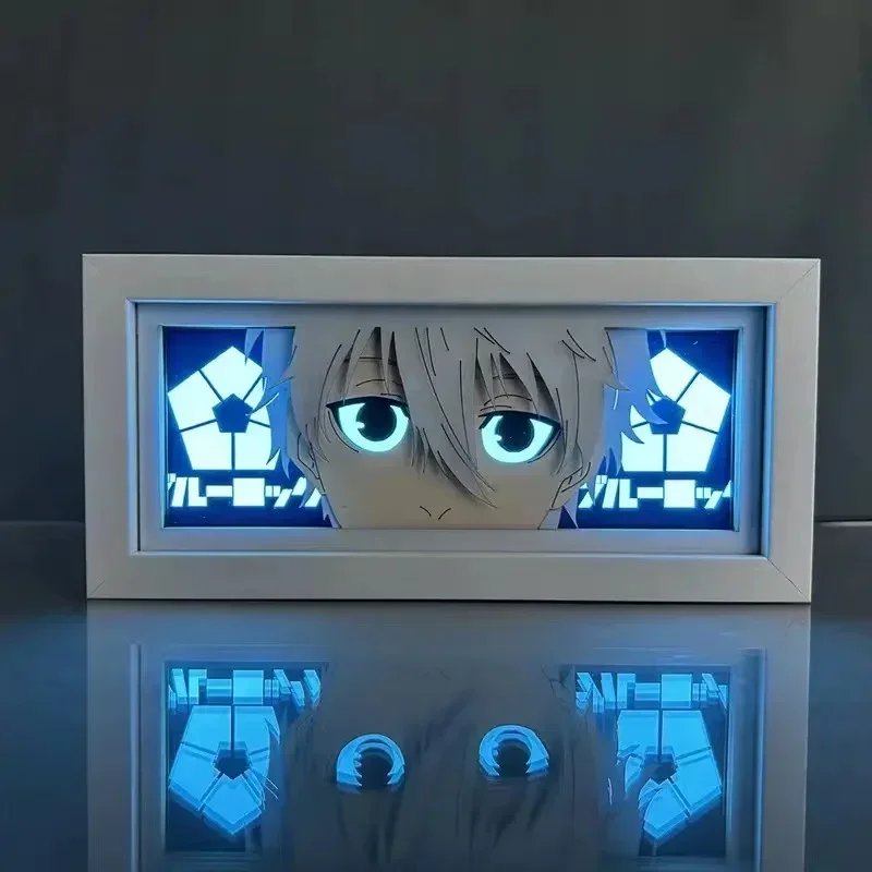 Светильник-бокс Blue Lock Anime с LED-подсветкой, фигурка Рин Итоши и Йоичи Исаги, 3D-светильник с бумажной резьбой, ночник в стиле манга, декор для дома, рождественский подарок