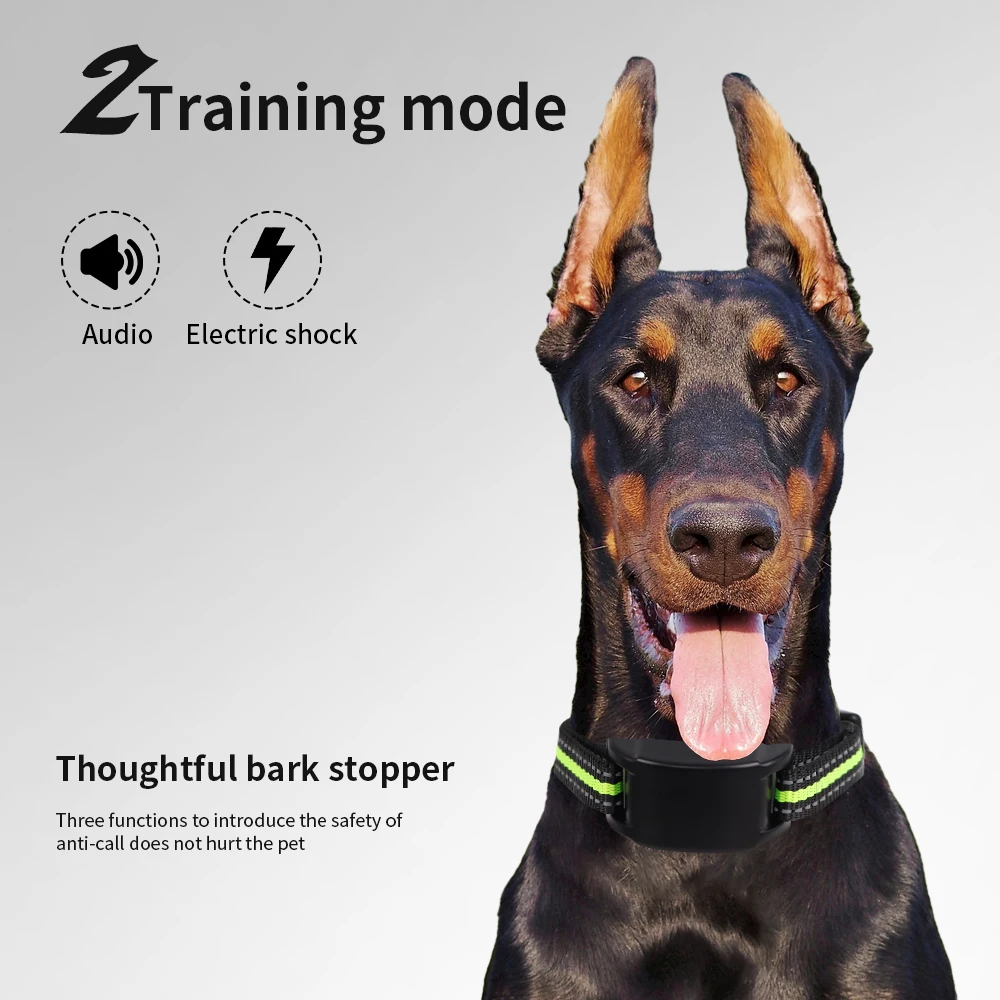 Dog Auto Anti-Bark Collar USB Rechargeable Training Collars Safety Static Shock Humane Electric Anti Bark Collars Pet Supplies