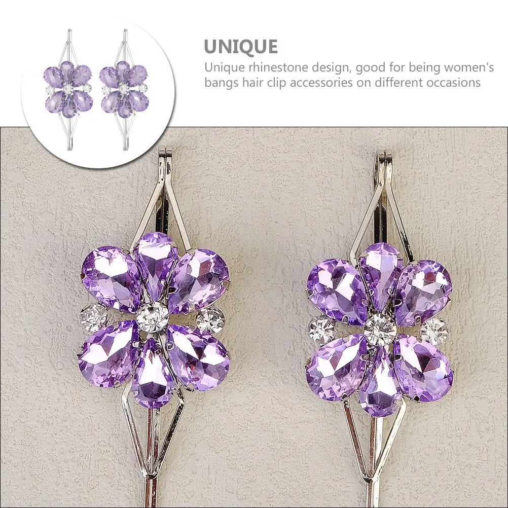 2 قطعة مقاطع الشعر حجر الراين المعادن كريستال المشابك الزفاف الزفاف إكسسوارات الشعر دبابيس الشعر للنساء الفتيات العروس دبوس الشعر #4