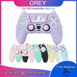 Silicone Cartoon Theme Cat Ear Handle Protective Cover for PS5 Controller Non-slip Protective Cover with Joystick CapAccessories